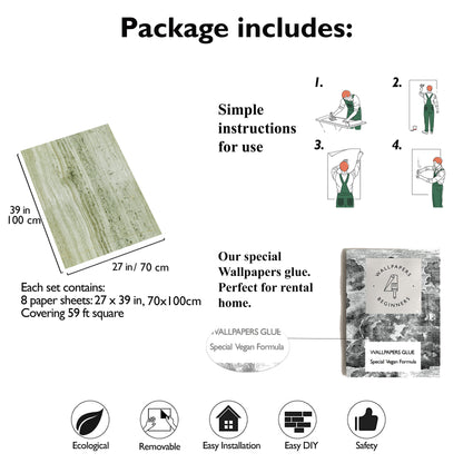 Olive Green Travertine Wallpaper