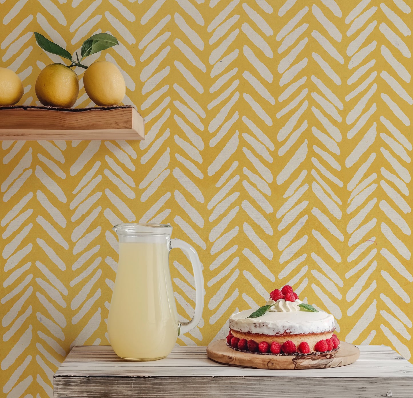 Papier Peint Pastel Jaune à Chevrons