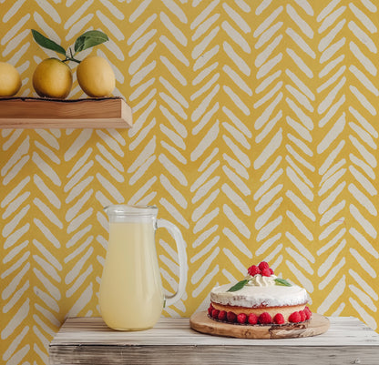 Papier Peint Pastel Jaune à Chevrons