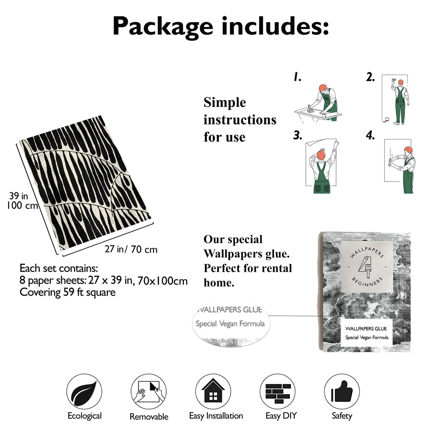 Black Abstract Leaf Pendant Wallpaper