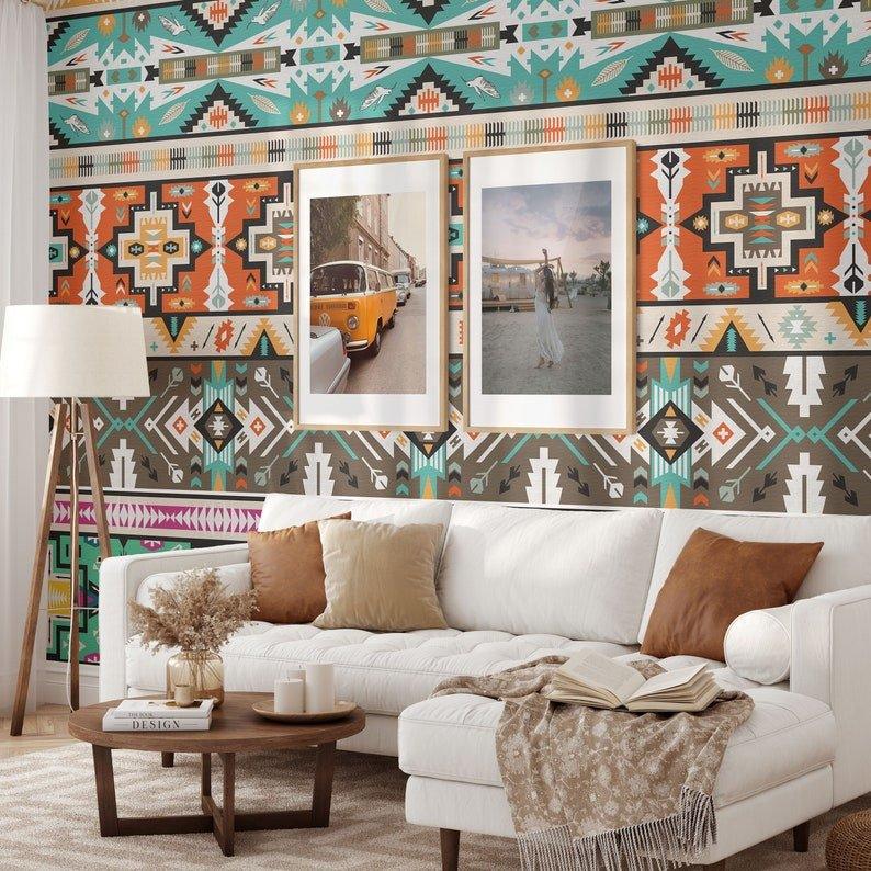 Extra Large Big Boho Aztec Tribal Ikat Wallpaper - WallpapersforBeginners