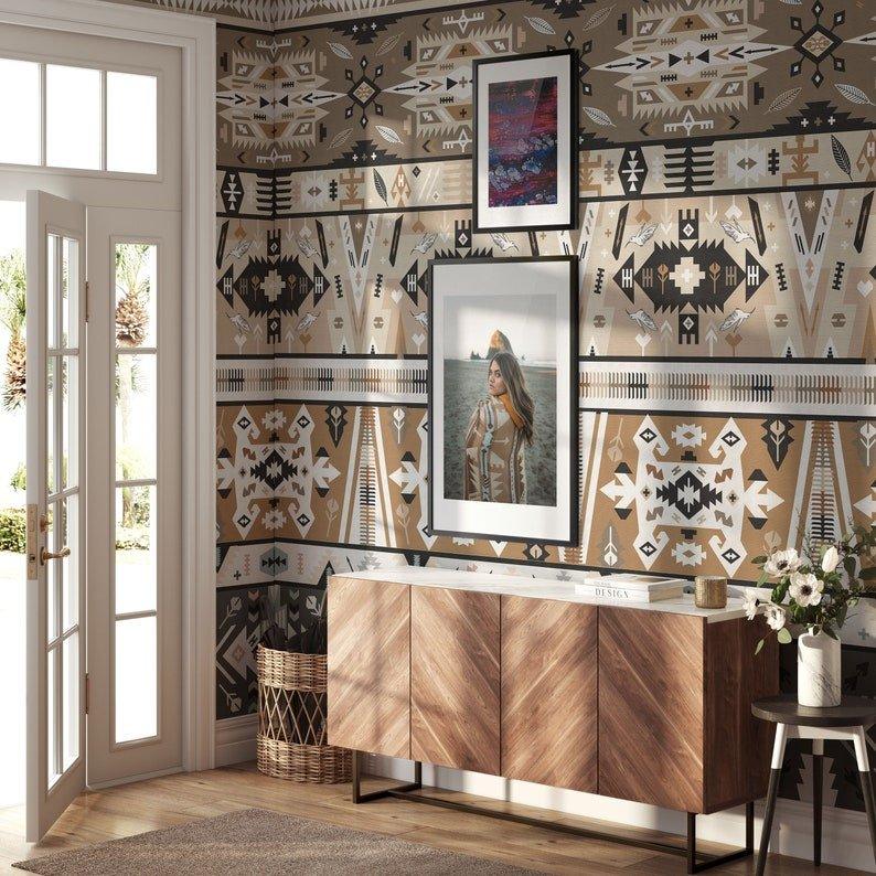 Extra Large Big Boho Aztec Tribal Ikat Wallpaper - WallpapersforBeginners
