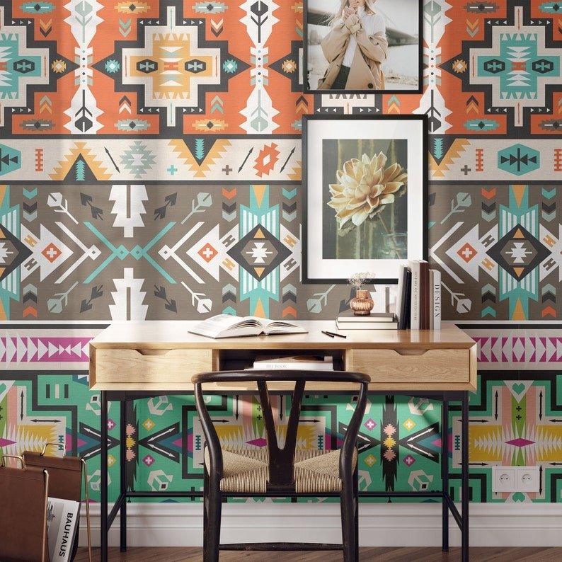 Extra Large Big Boho Aztec Tribal Ikat Wallpaper - WallpapersforBeginners