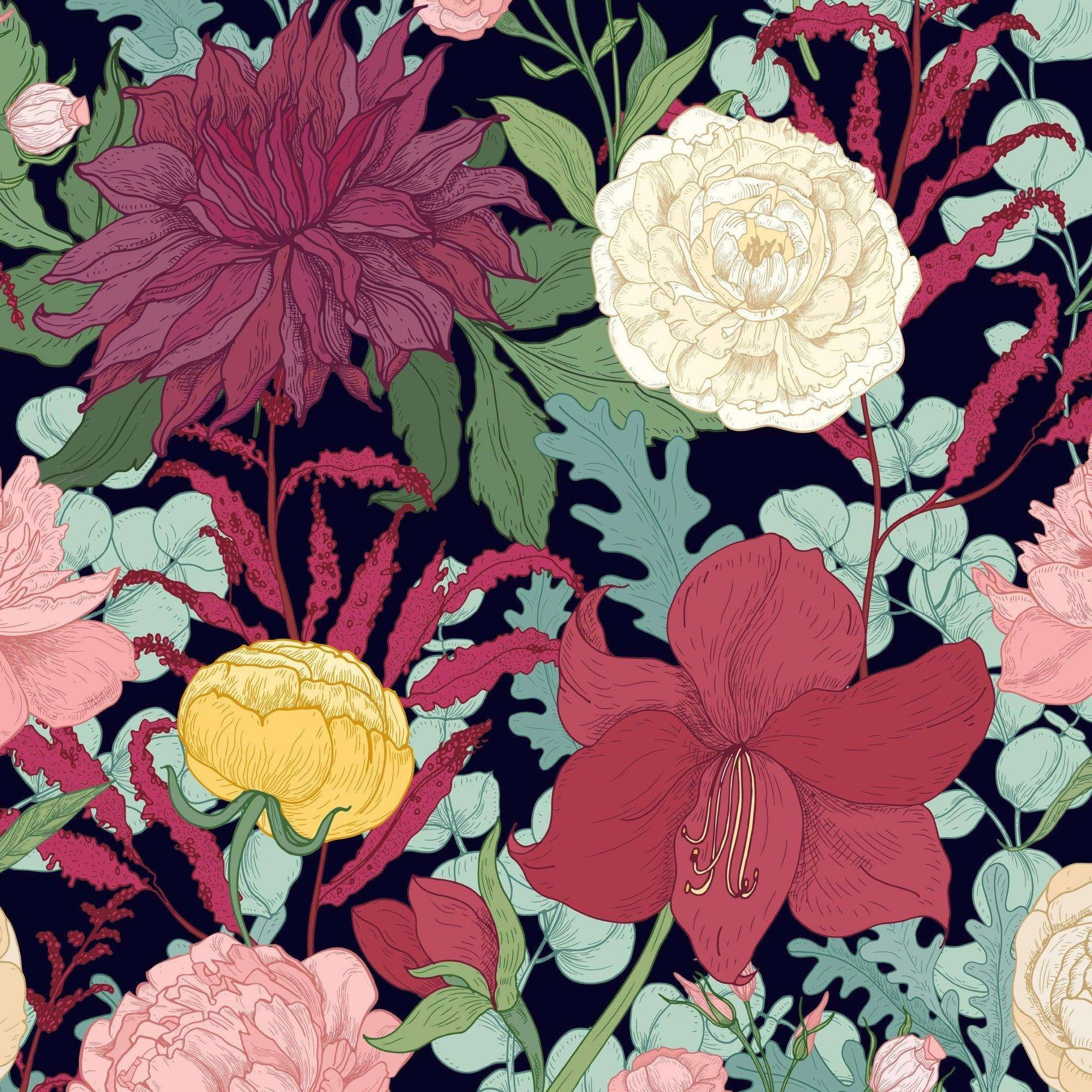 Red Botanical Flowers Wallpaper – Wallpapers4Beginners